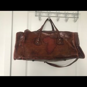 Leather bag with the map of Africa